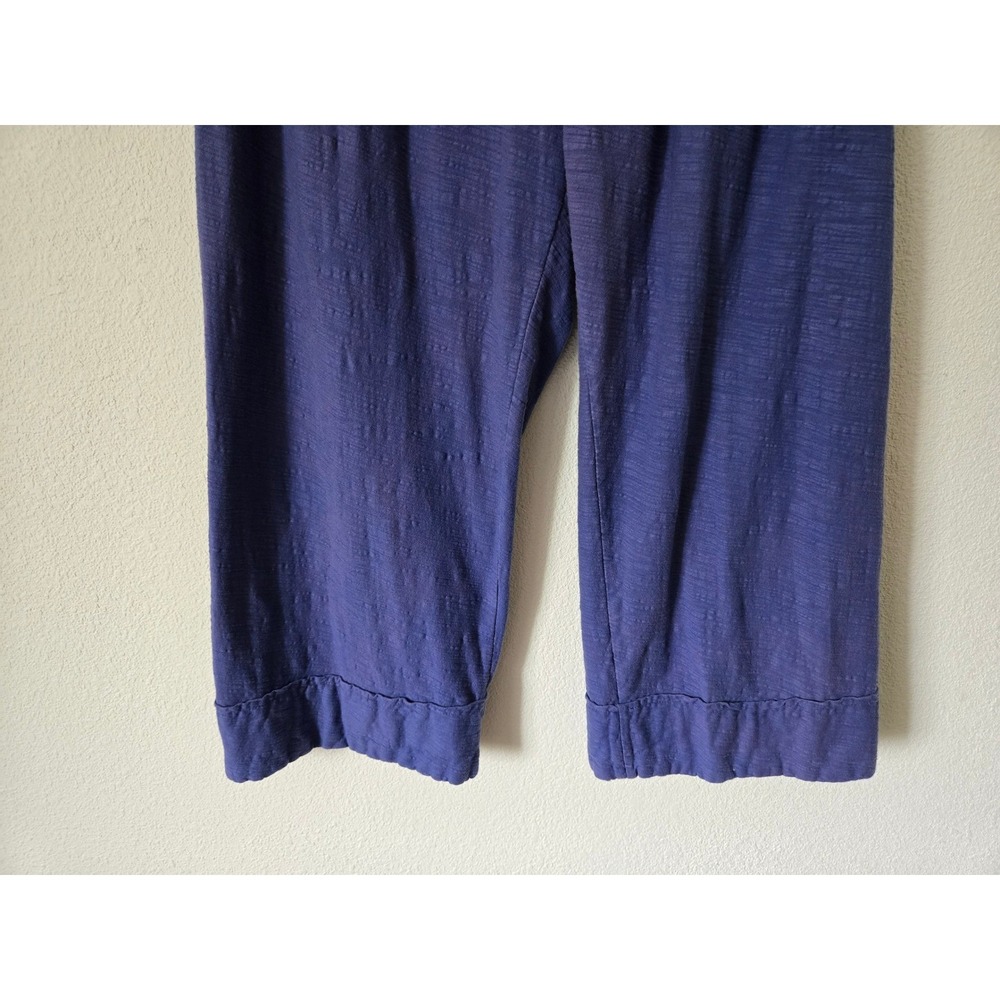 Iridium Womens M Blue 100% Cotton Wide Leg Cropped Pants Pleated Art To Wear - Picture 3 of 9